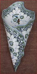 French Majolica Cornucopia Horn Wall Pocket Vase St Clement 1890 Clay Wall Art Ceramic Wall Planters Pocket Vase
