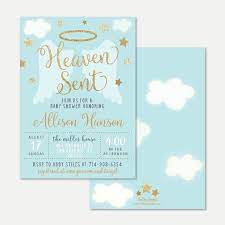 Angel Boy Blue Gold Printable Baby Shower Invitation Etsy Baby Shower Invitations For Boys Boy Baby Shower Invitations Templates Printable Baby Shower Invitations