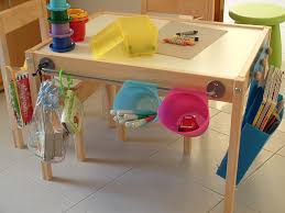 Tweaking The Ikea Kid Table To Hold Art Supplies And Even A Roll Of Paper On The Side Kids Craft Tables Ikea Kids Ikea