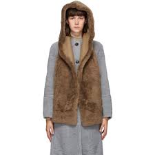 Yves Salomon Brown Shearling Hooded Scarf Yves Salomon