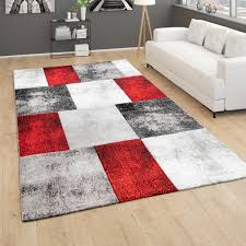 Sparen sie 20% mit rabattgutschein. Teppich Wohnzimmer Kurzflor 3d Effekt Modernes Rauten Karo Muster Grau Rot Weiss Kaufen Bei Diva Teppich Center