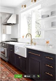 From Houzz Wood Floor Darker Lower Cabinets White Upper Cabinets Brass Hardware Kitchen Design Kitchen Renovation Kitchen Inspirations