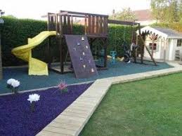 Rubber Chippings Play Area Backyard Backyard Trampoline Backyard Play