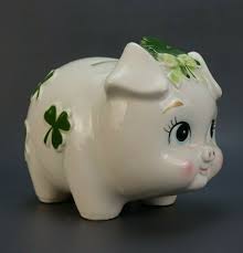 vintage lefton piggy bank pig green shamrock clovers irish ceramic with sticker 18 99 piggy banks ideas of piggy banks piggy bank piggy pink piggy bank