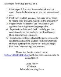 6th Grade Figurative Language Scoot From Hatchet Figurative Language Hatchet Novel Study 6th Grade Reading