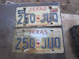 TEXAS SESQUICENTENNIAL MATCHING LICENSE PLATES 250 JUQ RARE PAIR | eBay