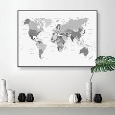 Aesthetic Printable Black And White Wall Art Downloadable Black And White World Map Art Large Printable World Map Wall Art Dorm Decor Poster Digital Download Study Wall Decor Monochrome World Map Wall Art Map Wall Art World Map