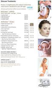 Price Menu Skincare Treatments Christie Salon Co Skin Care Treatments Skin Care Treatment
