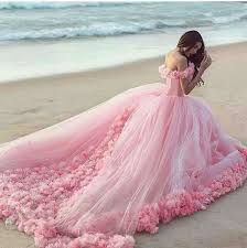 Beautiful Pink Gown Wedding Dresses With Flowers Ball Gowns Wedding Ball Gowns