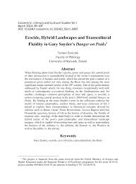 Ecocide, Hybrid Landscapes and Transcultural Fluidity in Gary Snyder's  Danger