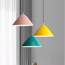 Nordic Style Colorful Cone Drop Light Metal One Light Led Suspension Light For Kids Bedroom Takeluckhome Com
