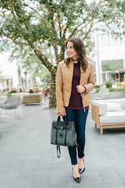 Light Brown Leather Jacket Lady In Violet Petite Fashion Blogger Brown Leather Jacket Outfit Jacket Outfit Women Brown Jackets Women