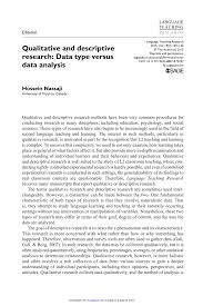Pdf Qualitative And Descriptive Research Data Type Versus Data Analysis