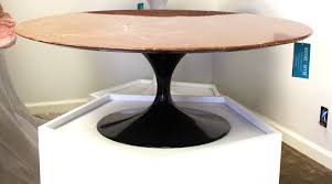 The knoll logo is located on the underside of the base. Eero Saarinen Coffee Table Pink Marble Top And Black Tulip Base Furniture Basix