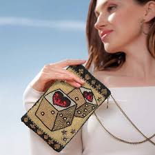 Mary Frances Roll the Dice Poker Beaded Phone Crossbody, Multi