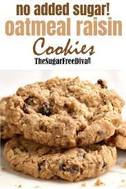 Stir in oats and raisins. No Sugar Added Oatmeal And Raisin Cookies Sugarfree Cookie Recipe Homemade Oatmeal Sugar Free Cookie Recipes Sugar Free Oatmeal Cookies Sugar Free Oatmeal
