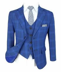 Der anzug sitzt schlecht, passt nicht. Kinder Karo Jungen Anzug Blau Kariert Hochzeit Formell Prom Anzuge Eur 55 99 Picclick De