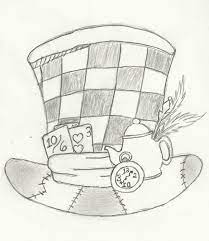 Image Result For Mad Hatter Hat Pattern Mad Hatter Hat Drawing Mad Hatter Drawing Alice In Wonderland Drawings