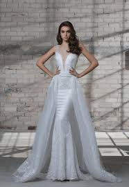 Sleeveless Beaded Sheath Wedding Dress With Deep V Neckline And Detachable Glitter Overskirt Kleinfeld Bridal Pnina Tornai Wedding Dress Kleinfeld Bridal Wedding Dress Organza