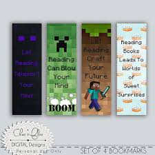 Minecraft 7 X 2 1 4 Bookmarks Printables By Digitalpackages Minecraft Birthday Party Minecraft Gifts Minecraft Birthday