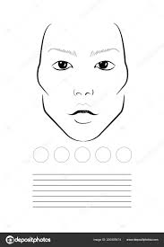 Face Chart Makeup Artist Blank Template Illustration Asian