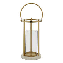 Discover the design world's best hurricane candle holders at perigold. 39cm Hurricane Lamp In Gold White Finish With Marble Base Gold Coloured So Home La Redoute