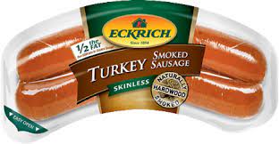 Using butterball's hardwood smoked turkey sausage not only makes these sausage kabobs delicious (seriously butterball's turkey sausage is the best!), but it also makes these kabobs far healthier than regular pork sausage kabobs. Eckrich Smoked Sausage Smoked Turkey Sausage