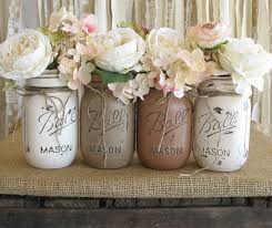 Sale Set Of 4 Pint Mason Jars Ball Jars Painted Mason Etsy Mason Jar Flowers Wedding Centerpieces Mason Jars Rustic Wedding Centerpieces Mason Jars