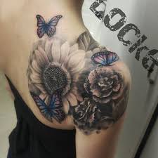 Black And Grey Sunflower Tattoo Designs 50 Amazing Sunflower Tattoo Ideas For Creative Juice Carnation Tattoo Tattoos Sunflower Tattoo Shoulder