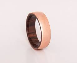 Copper Ring With Wood Mens Copper Ring Wood Ring Wood Wedding Band Wooden Ring Wooden Rings Engagement Rings Mens Wedding Bands Copper Wedding Band