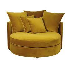 Divanetto 2 posti maison du monde : Https Medias Maisonsdumonde Com Image Upload Q Auto F Auto W 1000 Img Canape Rond 1 2 Places En Velours Jaune M Nel 2020 Divano Rotondo Divano Tondo Cuscini Arancioni