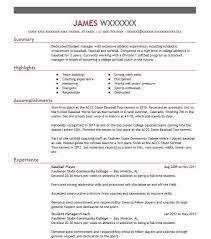 baseball player resume example george