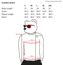 Coaches Jacket Size Chart