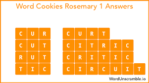 Word Cookies Rosemary 1 Answers