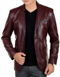 Men S Handmade Burgundy Leather Blazer Men S Genuine Lambskin Slim Fit Leather Blazer Two Button S Lambskin Leather Blazer Leather Blazer Mens Leather Blazer