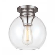 Modern glass pendant lights e27 clear globe round ball hanglamp suspension luminaire lighting dinning room kitchen light fixture. Flush Fit Polished Nickel And Glass Globe Ceiling Light For Low Ceilings