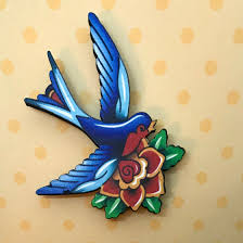 Blue Bird And Rose Tattoo Sailor Jerry Blue Bird Rose Tattoo Magnetvintage Tattoo Etsy In 2020 Sailor Jerry Sailor Jerry Tattoos Sailor Tattoos