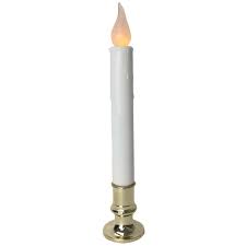 Decorative Flameless Window Candle W Timer Brass Finish Base Clear Bulb Christmas Candles Decorations