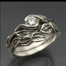 Unique Wedding Ring Wedding Rings Pinterest Unique Bridal Jewelry Leaf Engagement Ring Wedding Ring Sets