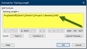 Microsoft Project Calculate Days Between Two Custom Dates