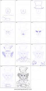 How To Draw Mad Hatter Printable Drawing Sheet By Drawingtutorials101 Com Mad Hatter Drawing Alice In Wonderland Drawings Disney Drawing Tutorial