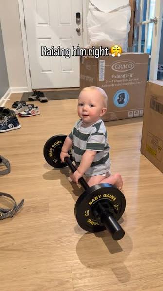 Baby Gains Barbell