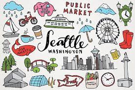 Seattle Clipart Seattle Washington Clip Art Monuments Etsy Clip Art Seattle How To Draw Hands