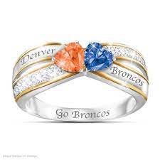 Heart Of Denver Ring With Broncos Colored Crystals Broncos Broncos Colors Denver Broncos