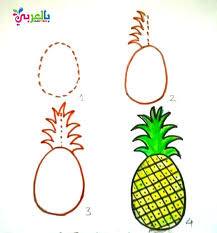 تعليم رسم اناناس بالخطوات فواكه الصيف للاطفال رسم سهل للاطفال بالخطوات بالعربي نتعلم easy drawings drawings fruit