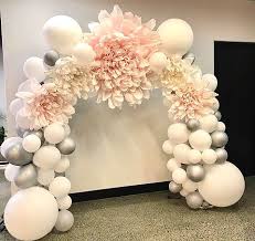 21st Birthday Flowers And Balloons Balloons Paper Flowers Arch Paper Flowers Backdrops For Parties Balloons