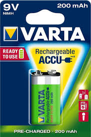 Varta 9 Volt Rechargeable Batteries 200mah