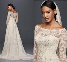 2018 2018 oleg cassini modest wedding dresses with long sleeves lace applique off shoulder garden outdoor wedding dresses plus size bridal gowns from