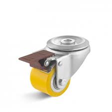 Mini Roulette Pivotante En Polyurethane O 35 50 Mm Charge 100 150 Kg Roulement A Billes Fixation A Oeil Avec Frein