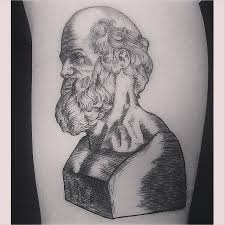 Woodcut Style Hippocrate Bust Tattoo On The Left Upper Did you scroll all this way to get facts about tattoo bust? woodcut style hippocrate bust tattoo on